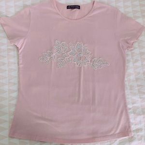 Vintage light pink sequenced flower top